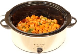 Sweet and Sour Chicken with Pineapple in a slow cooker.