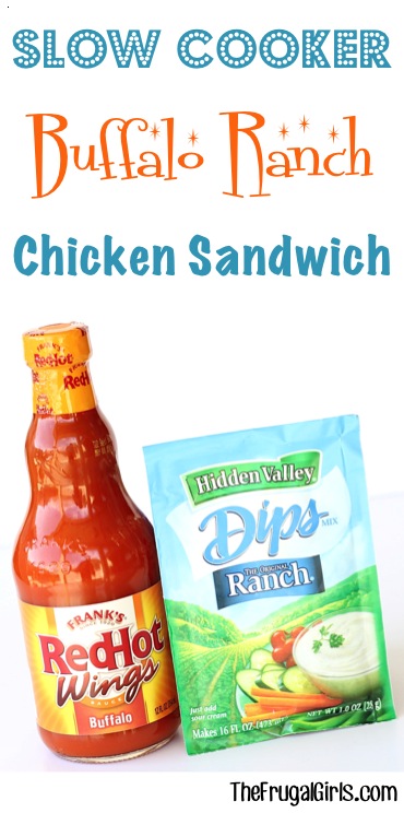 Crock Pot Buffalo Ranch Chicken Sandwiches Recipe from TheFrugalGirls.com