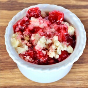 Cherry Dump Cake in a small bowl.