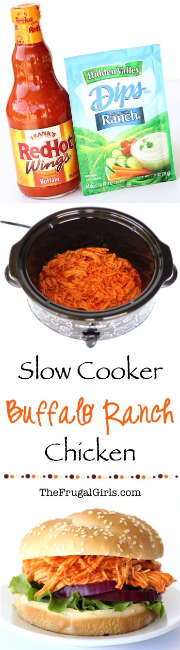 Slow Cooker Buffalo Ranch Chicken Sandwich Recipe from TheFrugalGirls.com
