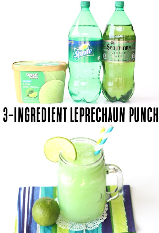 St Patricks Day Food for Kids Party or Dinner - Lime Sherbet Leprechaun Punch Recipe
