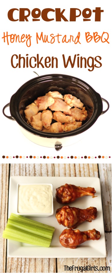 Crockpot Honey Mustard Barbecue Chicken Wing Recipe from TheFrugalGirls.com