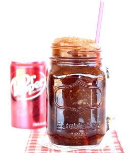 Dr Pepper Slush with a can of Dr Pepper.