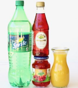 Ingredients including orange juice, grenadine, and Sprite.