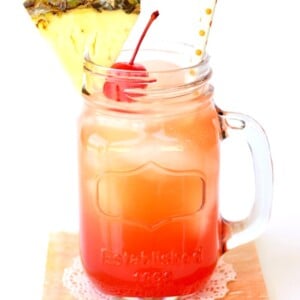 Sparkling Pineapple Mocktail in a jar.