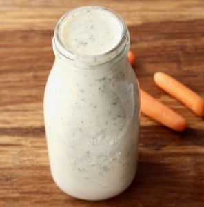 Tall jar of Buttermilk Ranch Dressing.