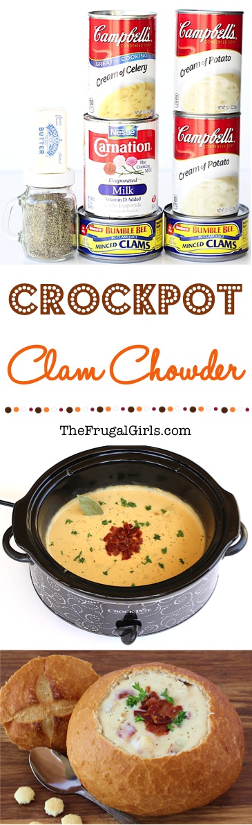 Crock Pot Clam Chowder Recipe from TheFrugalGirls.com