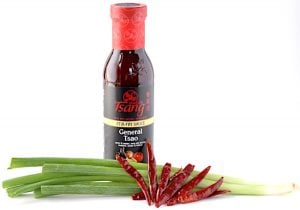 Thai red peppers, General Tsao sauce, and green onions.