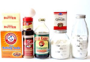 Ingredients including molasses, ginger, and cloves.