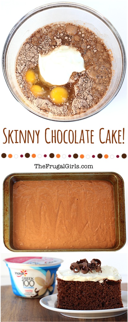 Skinny Chocolate Cake Recipe from TheFrugalGirls.com