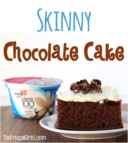 Skinny Chocolate Cake Recipe with Greek Yogurt from TheFrugalGirls.com