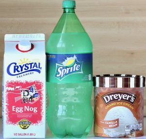 Eggnog, Sprite, and vanilla bean ice cream.