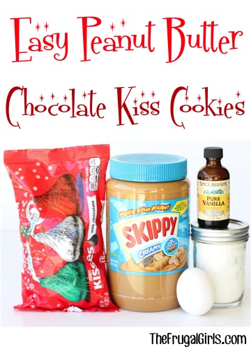 Peanut Butter Chocolate Kiss Cookies Recipe from TheFrugalGirls.com