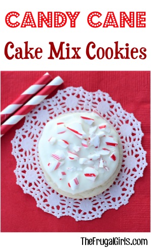 Candy Cane Cake Mix Cookie Recipe from TheFrugalGirls.com