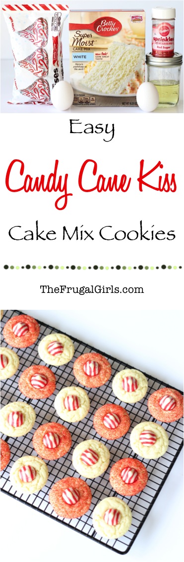 Easy Candy Cane Kiss Cookies Recipe from TheFrugalGirls.com
