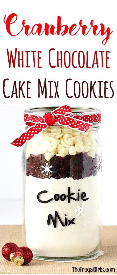 Cranberry White Chocolate Cake Mix Cookies Recipe from TheFrugalGirls.com