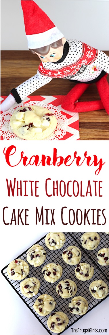 White Chocolate Cranberry Cake Mix Cookie Recipe from TheFrugalGirls.com