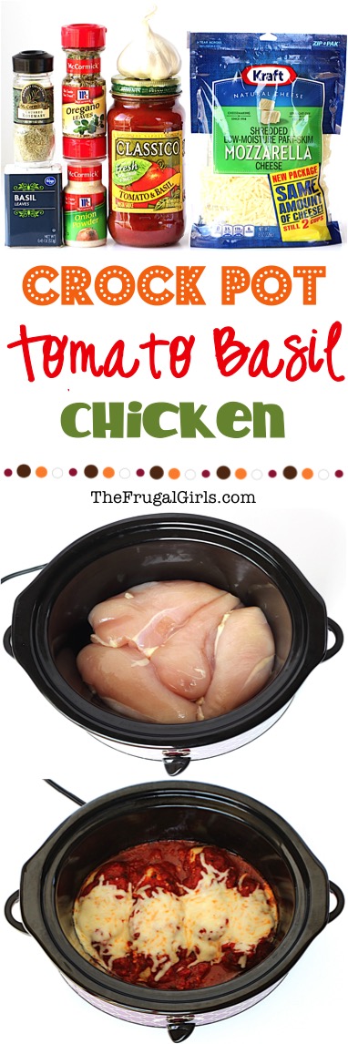 Crock Pot Tomato Basil Chicken Recipe from TheFrugalGirls.com