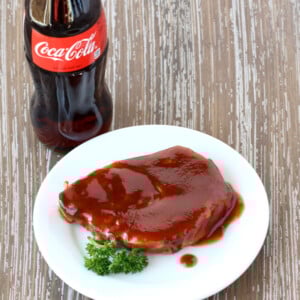 Plate of barbecue pork chops.