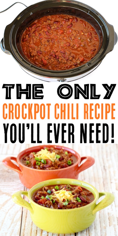 Easy Crockpot Chili Recipe {BEST Chili