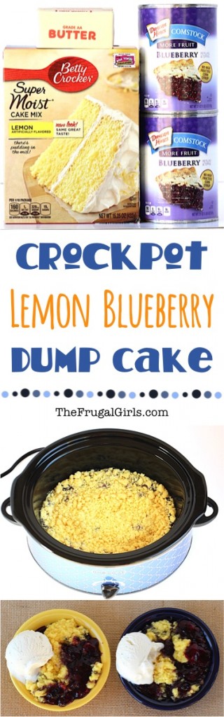 Easy Crock Pot Lemon Blueberry Dump Cake Recipe at TheFrugalGirls.com