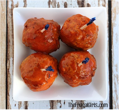 Crock Pot Buffalo Meatballs Recipe at TheFrugalGirls.com