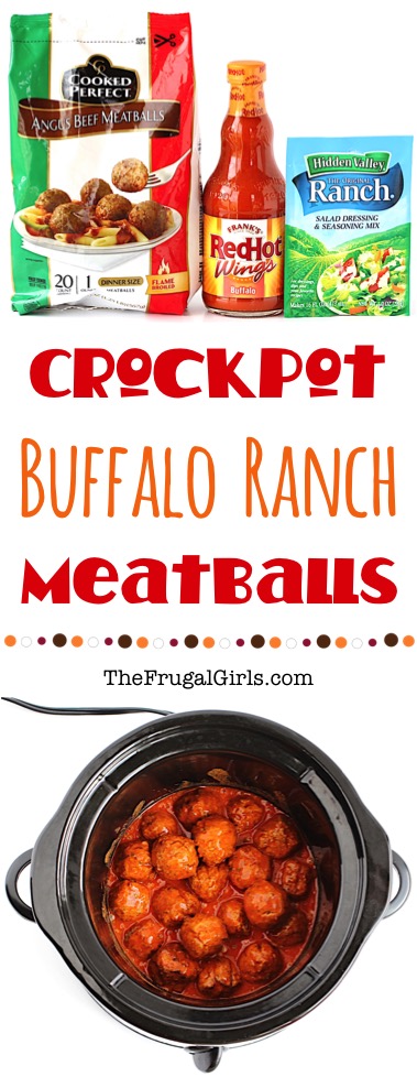 Crockpot Buffalo Ranch Meatballs Recipe from TheFrugalGirls.com