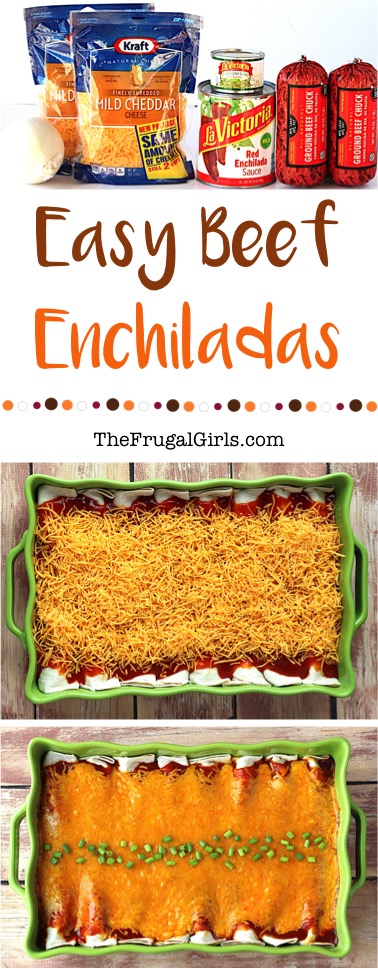 Easy Beef Enchiladas Recipe from TheFrugalGirls.com