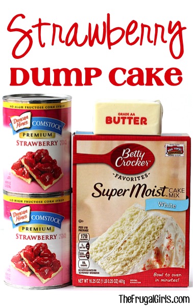 Easy Strawberry Dump Cake Recipe at TheFrugalGirls.com