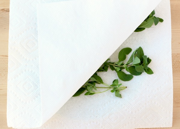 How to Dry Oregano in Microwave - Tip from TheFrugalGirls.com