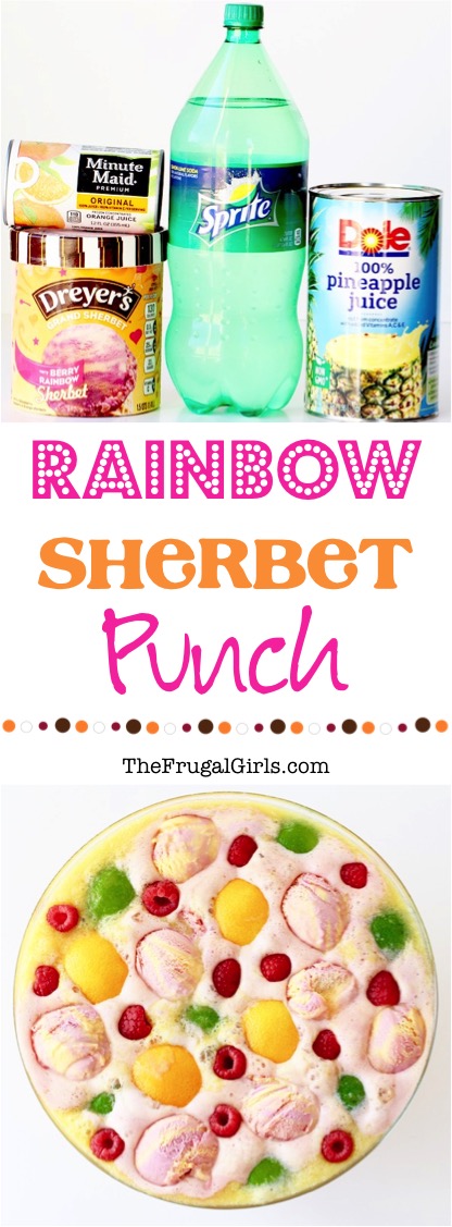 Rainbow Sherbet Punch Recipe at TheFrugalGirls.com