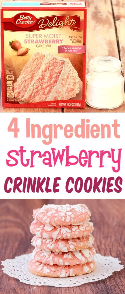 Crinkle Cookies Recipe Easy Cookie using Strawberry Cake Mixes