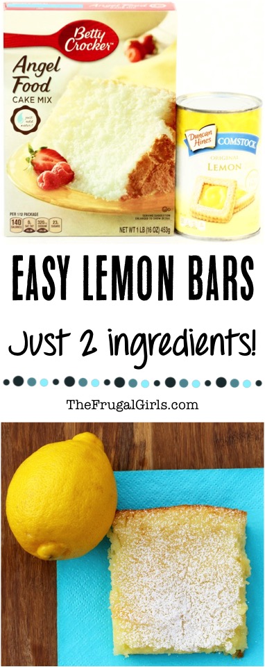 Easy Lemon Bars Recipe - Just 2 Ingredients - from TheFrugalGirls.com