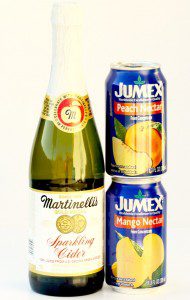 Peach nectar, mango nectar, and sparkling cider.