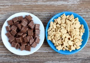 Collage with text "S'mores Cake Mix Cookies."