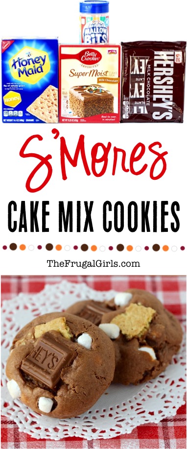 Smores Cake Mix Cookie Recipe - from TheFrugalGirls.com