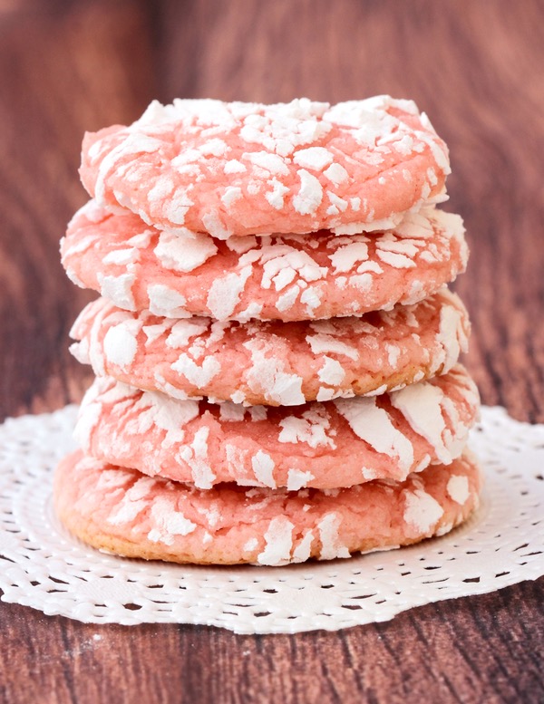 Strawberry Cake Mix Cookie Recipe at TheFrugalGirls.com