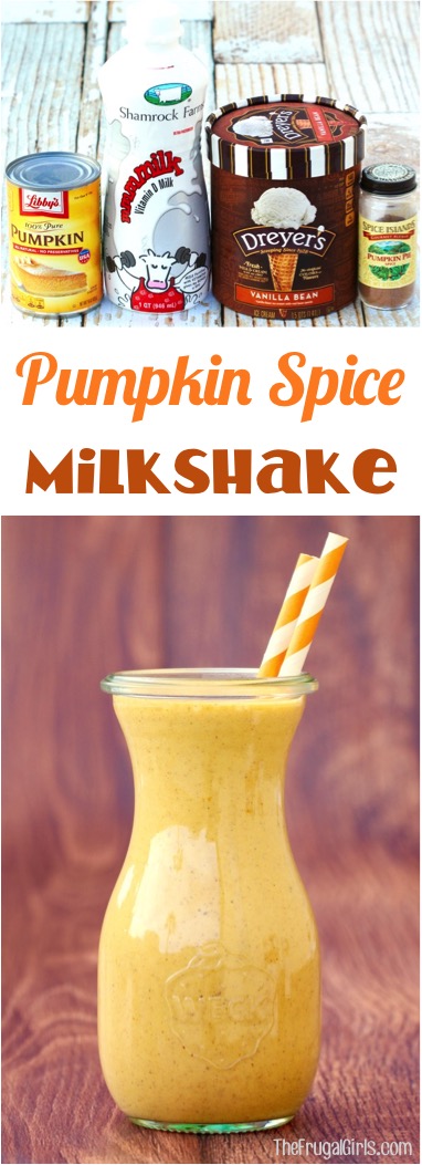 Pumpkin Spice Milkshake Recipe | at TheFrugalGirls.com