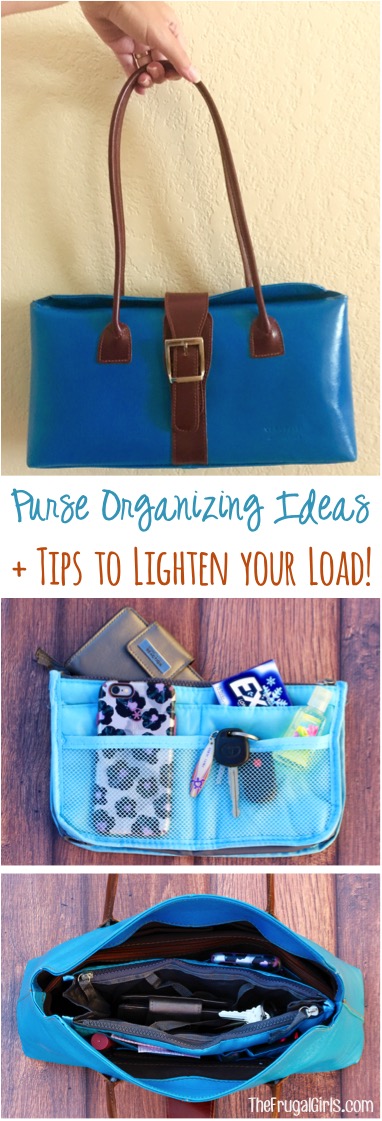 Purse Organizing Ideas and Tips to Lighten your Load | at TheFrugalGirls.com