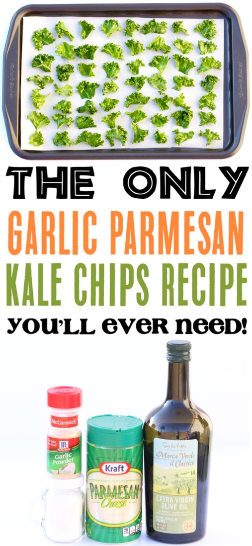 Kale Chips Recipe Baked Healthy Easy Garlic Parmesan with Garlic Powder