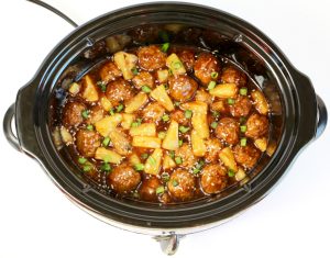 Crock Pot Teriyaki Meatballs Recipe with Just 3-Ingredients at TheFrugalGirls.com