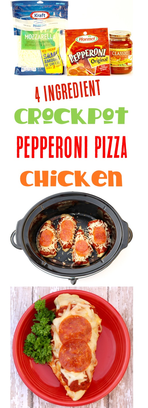 Crockpot Pepperoni Pizza Chicken Recipe from TheFrugalGirls.com