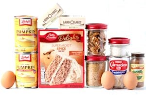 Ingredients including butter, egg, and evaporated milk.