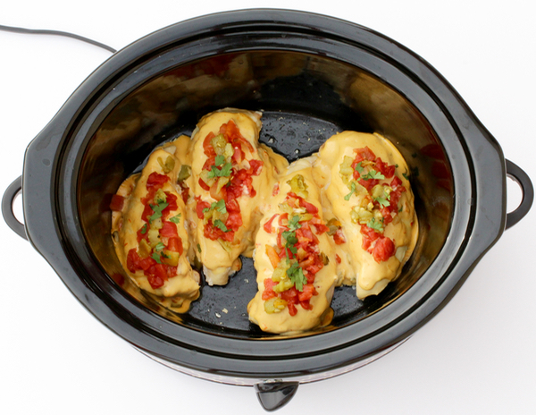 Slow Cooker Queso Chicken Recipe from TheFrugalGirls.com