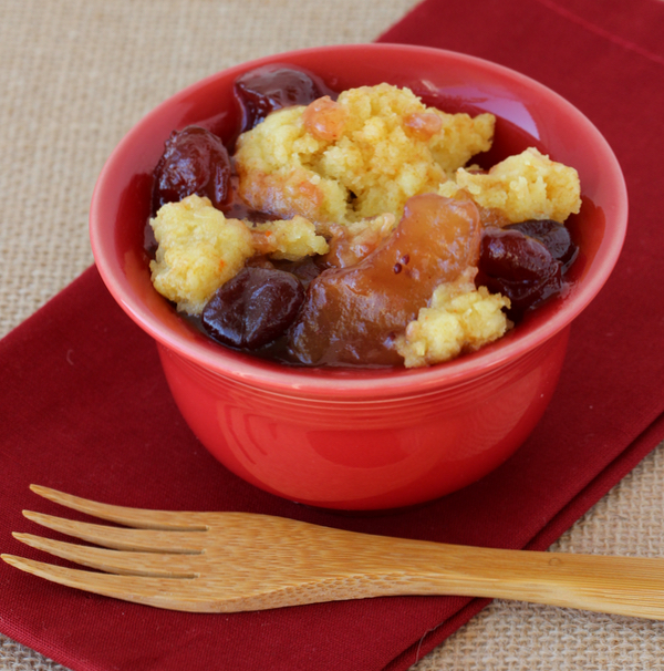 Slow Cooker Cranberry Apple Dump Cake Recipe from TheFrugalGirls.com