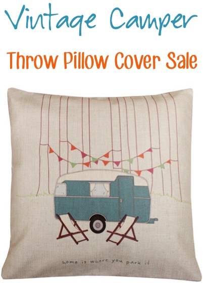 Vintage Camper Throw Pillow Cover Sale at TheFrugalGirls.com