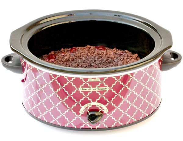 Chocolate Cherry Dump Cake in a slow cooker.