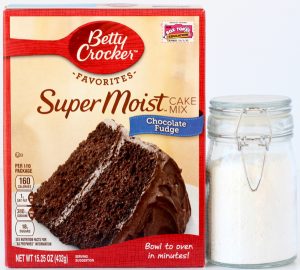 Powdered sugar and chocolate cake mix.