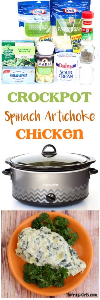 easy-crockpot-spinach-artichoke-chicken-recipe-from-thefrugalgirls-com