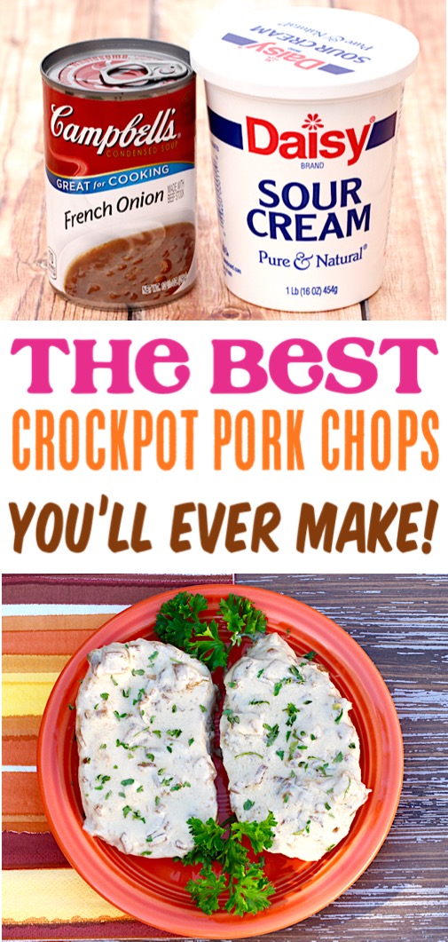 Crockpot Pork Chops Recipe - Easy French Onion Slow Cooker Pork Chop Recipe - Just 4 Ingredients